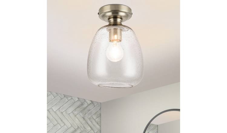 Cosylyte Buxton Bathroom Classic Bubble Glass Ceiling Light - Antique Brass