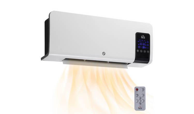 HOMCOM Wall Mounted Ceramic Space Heater with Remote Control - White