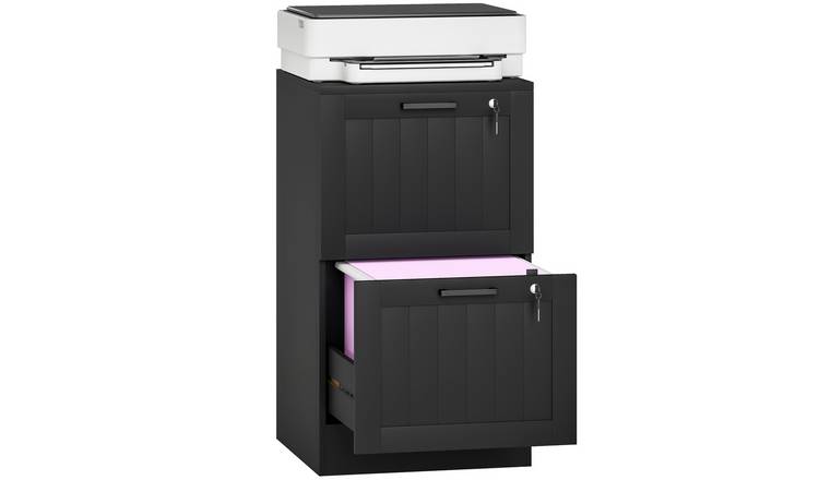 HOMCOM 2 Drawer Filing Cabinet with Adjustable Hanging Bars - Black