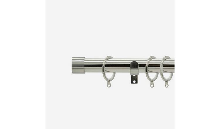 New Edge Blinds Stainless Steel 28mm End Cap Fixed Metal Curtain Pole - 85cm