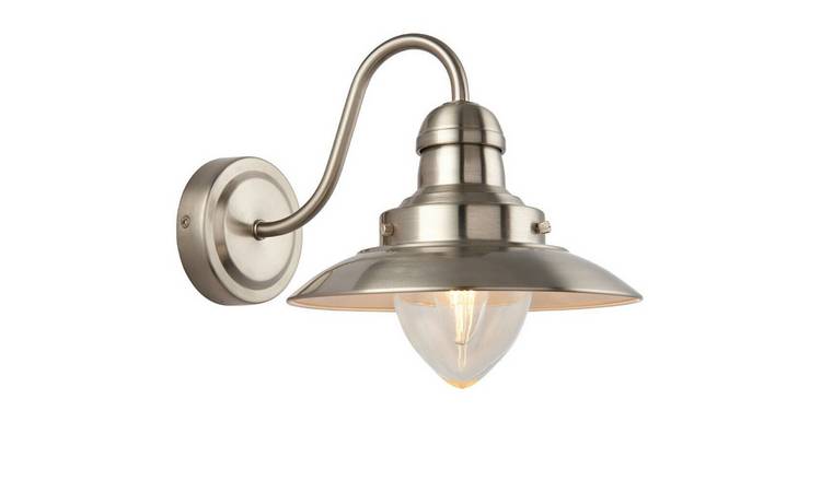 Loops Direct 20 cm High Steel and Glass Wall Light - Satin Nickel
