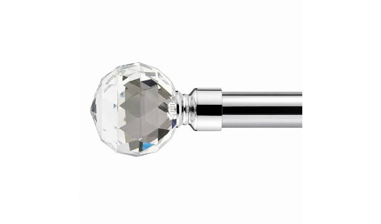 New Edge Blinds 16-19mm Chrome Cristalla Eyelet Curtain Pole - 120cm - 210cm