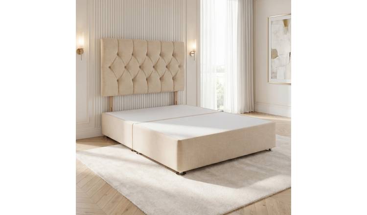 Somnior Chester Linen Small Double Divan Bed with Headboard - Beige