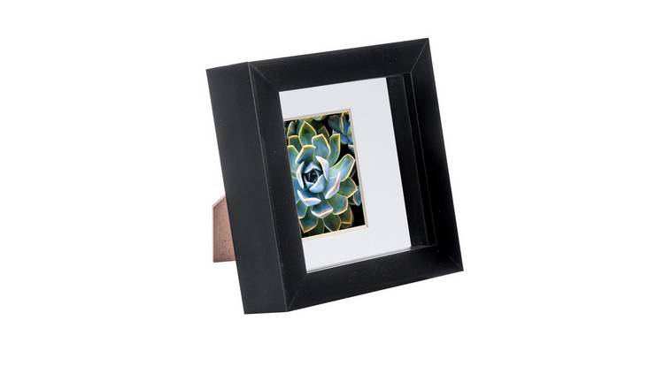 Nicola Spring 3D Box Photo Frame - 4 x 4" with Mount - Black/White
