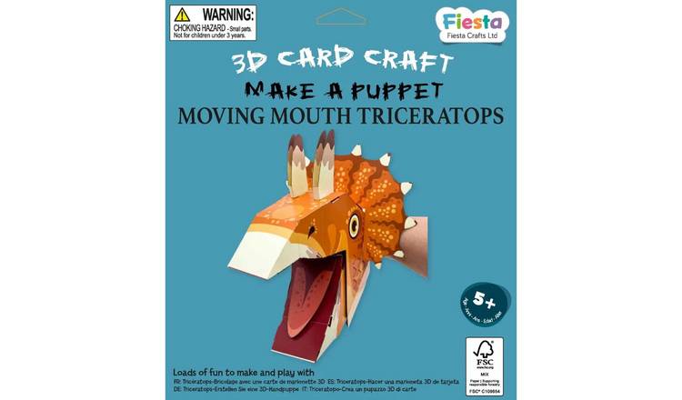 Fiesta Crafts Triceratops Puppet Craft Kit - 5 Years +