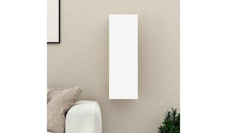 Walplus Engineered Wood Wall Mounted TV Cabinet - White - 30.5 x 30 x 90 cm