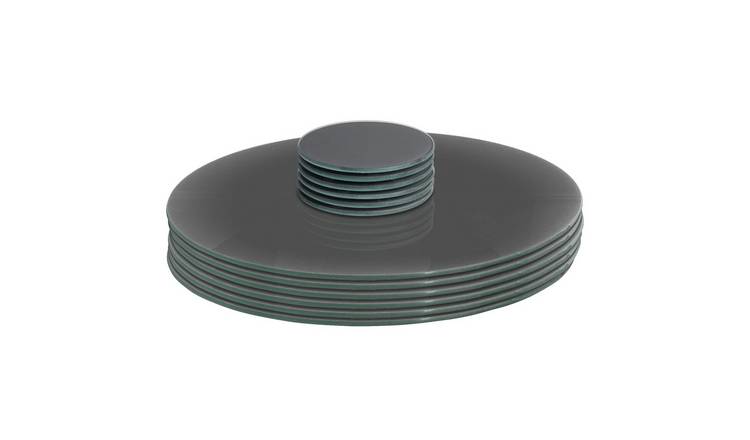 Harbour Housewares 12 Piece Round Glass Placemats & Round Coasters Set - Grey
