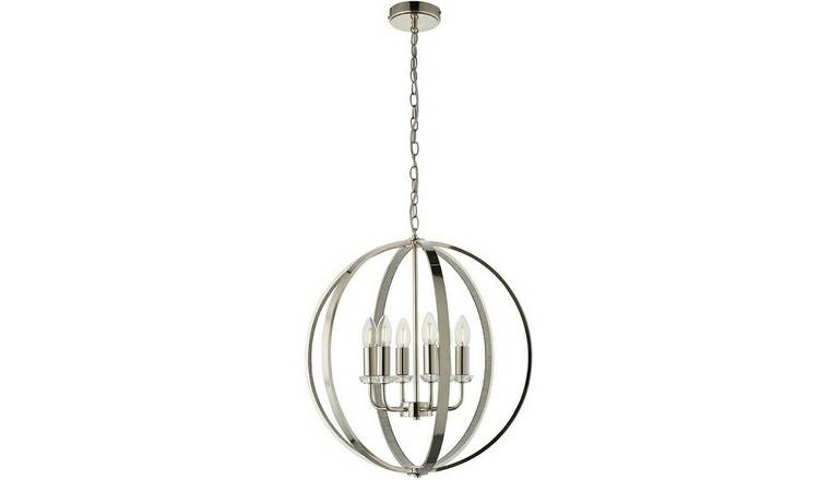 Loops Direct Steel Crystal Glass Pendant Light - Bright Nickel