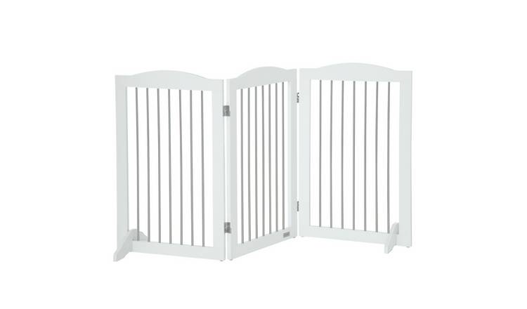 PawHut 3-Panel MDF & Steel Foldable Freestanding Dog Gate - White