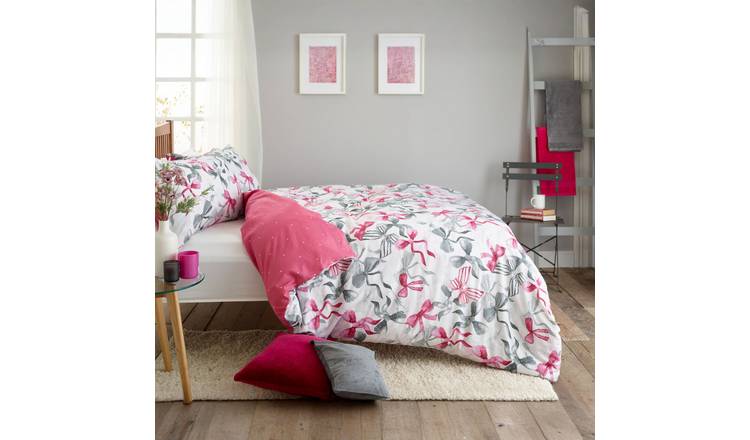 Deyongs Bows Pink Floral Printed Duvet Set - King