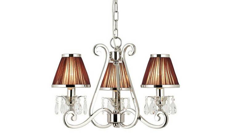 Loops Direct Oksana Lead Crystal Chandelier - Nickel Brown Shades