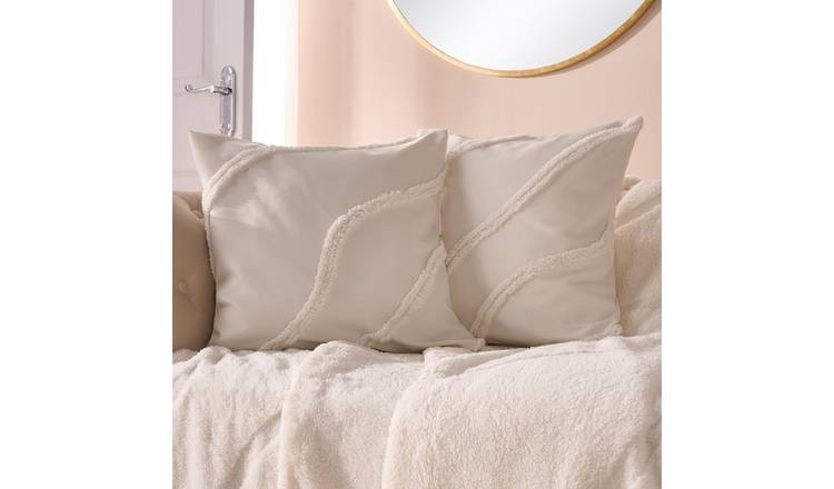 OHS 2 Pack Tufted Contour Cushion Covers 45 x 45cm - Ivory