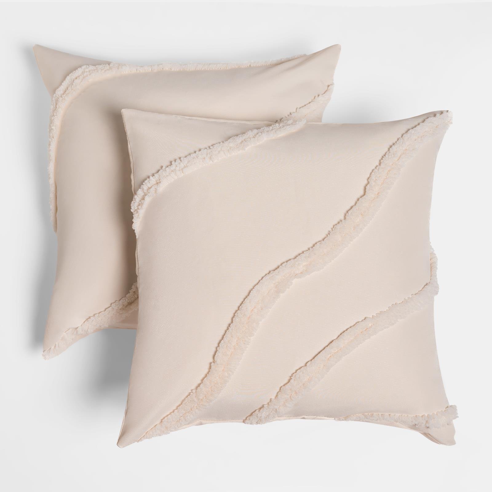 OHS 2 Pack Tufted Contour Cushion Covers 45 x 45cm - Ivory - Image 3