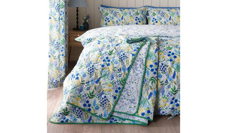 Catherine Lansfield Tilly Floral Bedspread 220 x 230cm - Blue