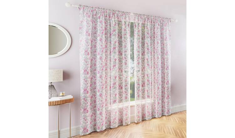 Tyrone Textiles Mia Rod Pocket Voile Panels - 140 x 122cm - Pink
