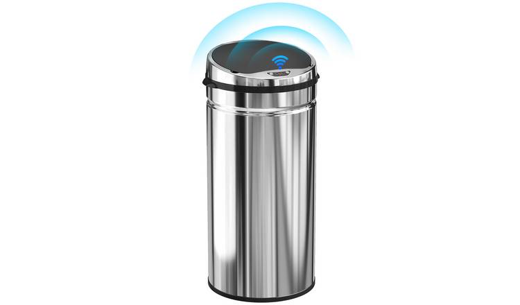 HOMCOM 42L Sensor Bin with Quiet Soft-Close Lid - Silver