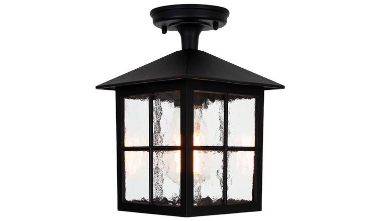 Happy Homewares Matt Black Die-Cast Aluminium Porch Light - 18cm