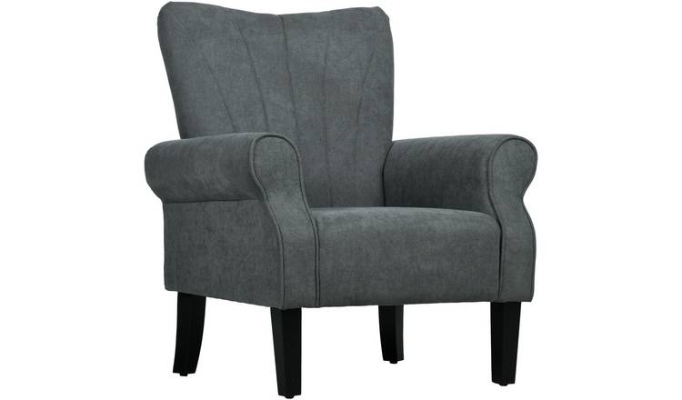 Homcom Upholstered Modern Armchair with Wood Legs - Grey