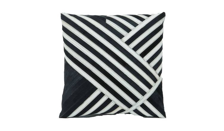 Orsina Bosie Safira Hair-on-Leather Square Cushion – Black and White