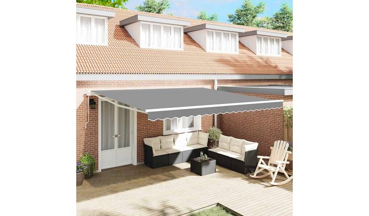 Walplus Manual Aluminium Awning Frame - White - 500 x 350 x 165 cm