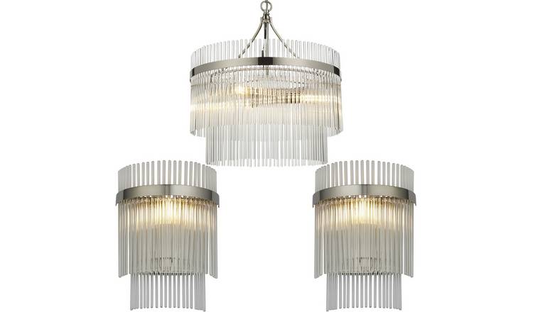Loops Direct Steel Crystal Pendant Wall Set - Polished Nickel