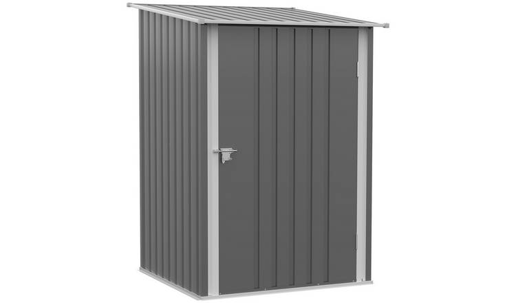 Outsunny Lean‑to Metal Lockable Garden Shed – Grey