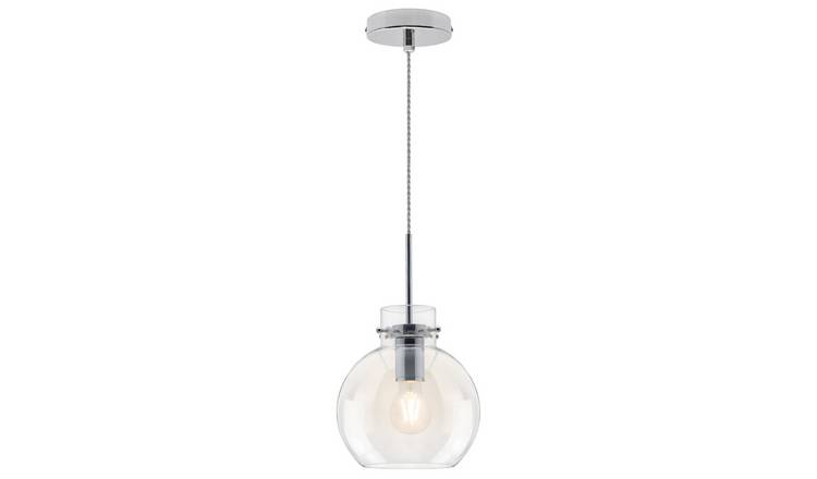 Energy Light Bulbs Sphere Clear Glass Ceiling Pendant Light - Chrome