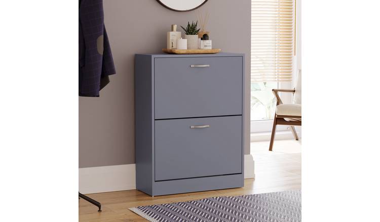 Vida Designs 2 Drawer Shoe Cabinet - Grey