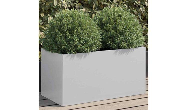 Walplus Galvanised Steel Garden Planter - Silver - 62 x 30 x 29 cm
