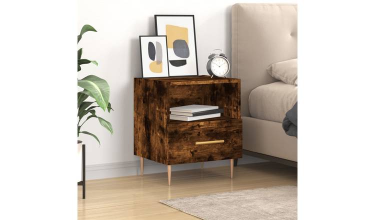 Walplus Bedside Storage Cabinet - Dark Oak - 40 x 35 x 47.5 cm