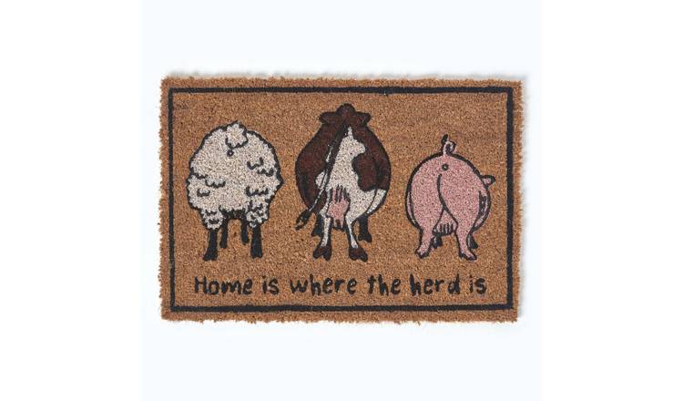 Homescapes Farm Animal Non-Slip Coir Doormat