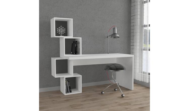 Decortie Balance Particleboard Computer Desk - White & Anthracite Grey