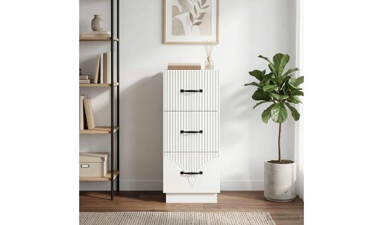 Walplus Engineered Wood Drawer Cabinet - White - 33 x 34.5 x 87 cm