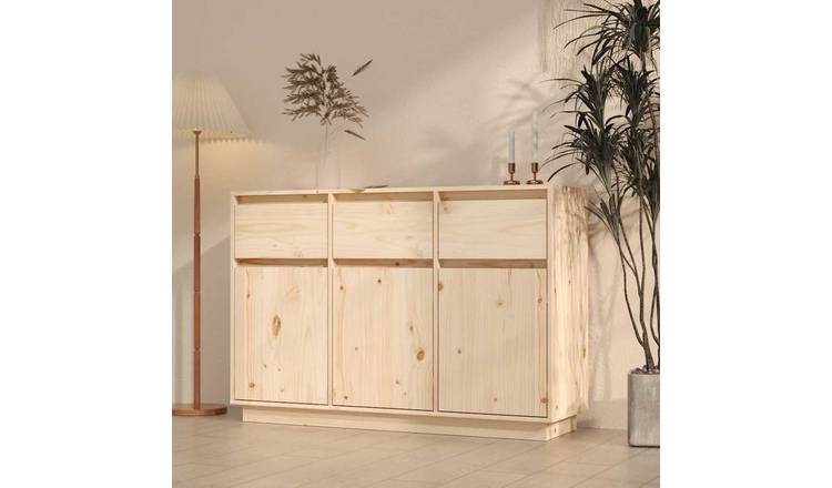 Walplus Solid Pine Wood Sideboard - 111 x 36 x 75 cm