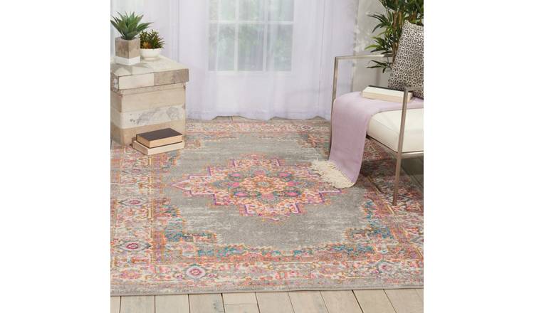 Mega Flooring Grey Traditional Floral Rug - 114 x 175cm