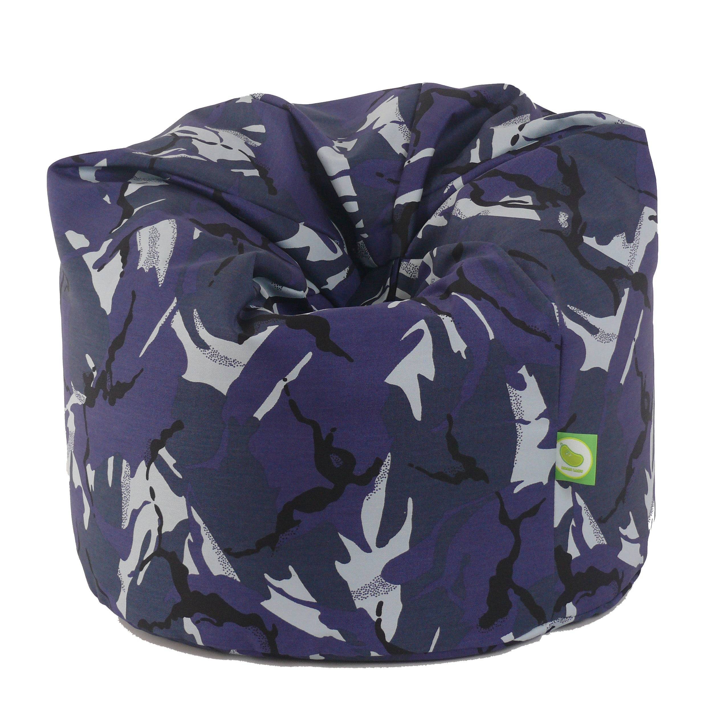 Bean Lazy Urban Camo Cotton Bean Bag Large Size Blue - Image 1