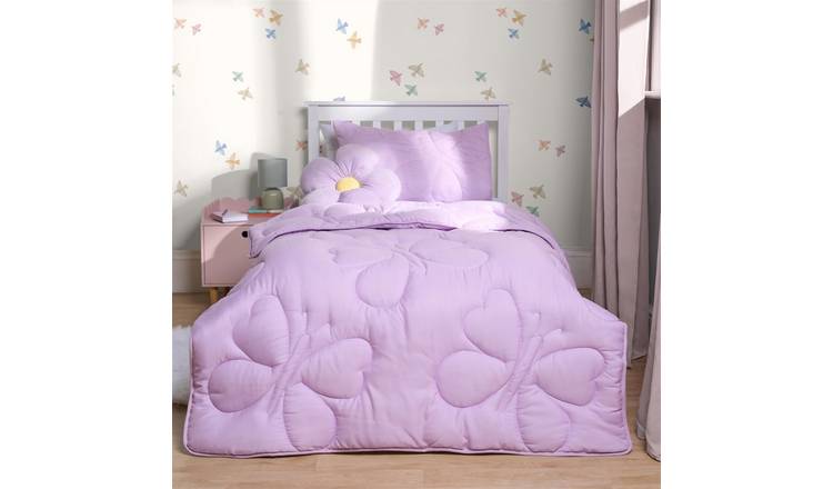 OHS Kids Butterfly 7.5 Tog Coverless Duvet Set Lilac - Single