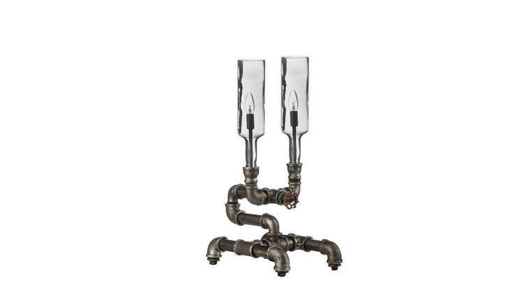 Orsina Maren Dual Bottle Glass And Metal Table Lamp – Silver