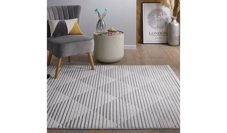 Mega Flooring Silver Modern Geometric Rug - 160 x 220cm