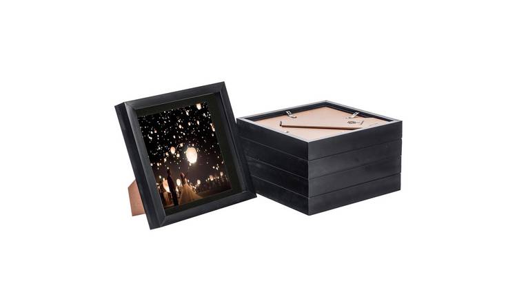 Nicola Spring 3D Box Photo Frames - 8 x 8" with Mount - Set of 5 - Black