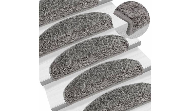 Walplus Pack of 15 Half Round Polypropylene Stair Mats - Grey - 65 x 21 cm
