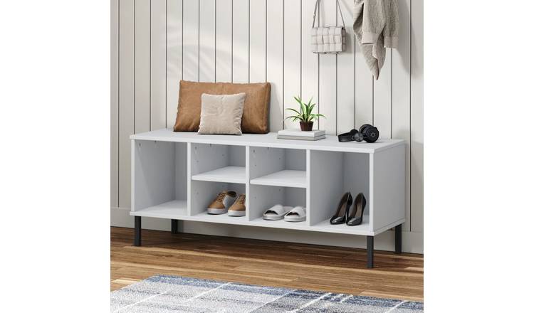 Walplus Solid Wood Shoe Rack - White - 106 x 35 x 45 cm