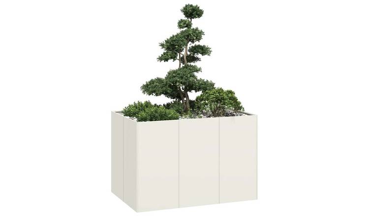 Walplus Steel Garden Planter - White - 120 x 80 x 80 cm