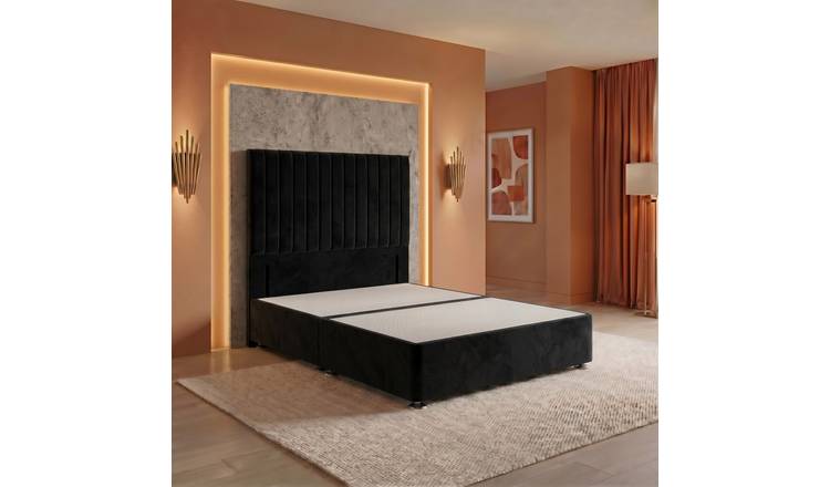 Somnior Heritage Velvet King Divan Bed Base & 54" Headboard - Black