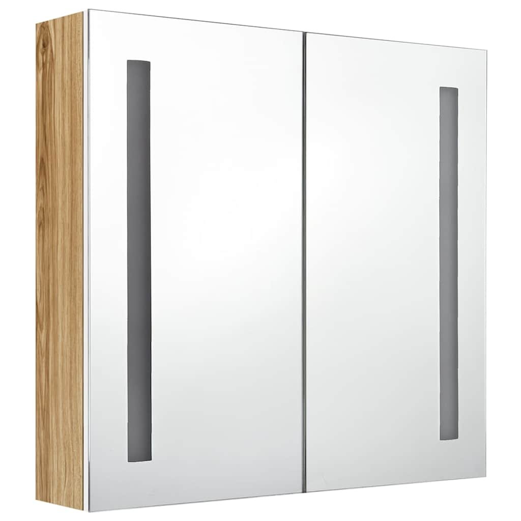 Walplus LED MDF Bathroom Mirror Cabinet - White and Oak - 62 x 14 x 60 cm - Image 3