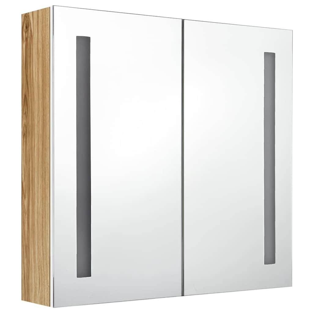 Walplus LED MDF Bathroom Mirror Cabinet - White and Oak - 62 x 14 x 60 cm - Image 3