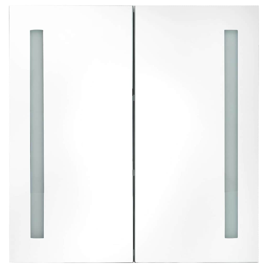 Walplus LED MDF Bathroom Mirror Cabinet - White and Oak - 62 x 14 x 60 cm - Image 4