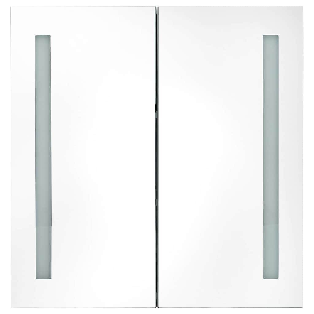 Walplus LED MDF Bathroom Mirror Cabinet - White and Oak - 62 x 14 x 60 cm - Image 4