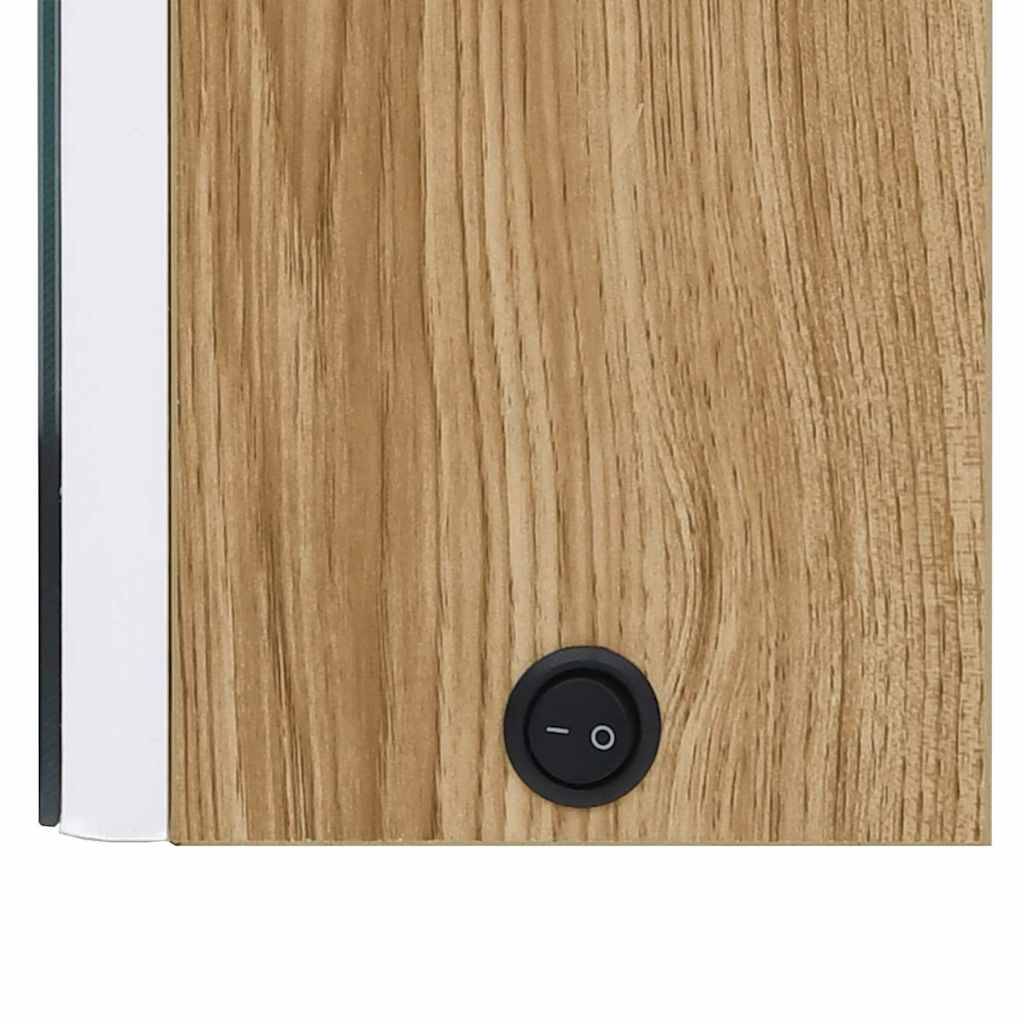 Walplus LED MDF Bathroom Mirror Cabinet - White and Oak - 62 x 14 x 60 cm - Image 6