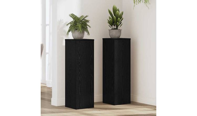 Walplus Pack of 2 Engineered Wood Plant Stand - Black Oak - 25 x 25 x 80 cm